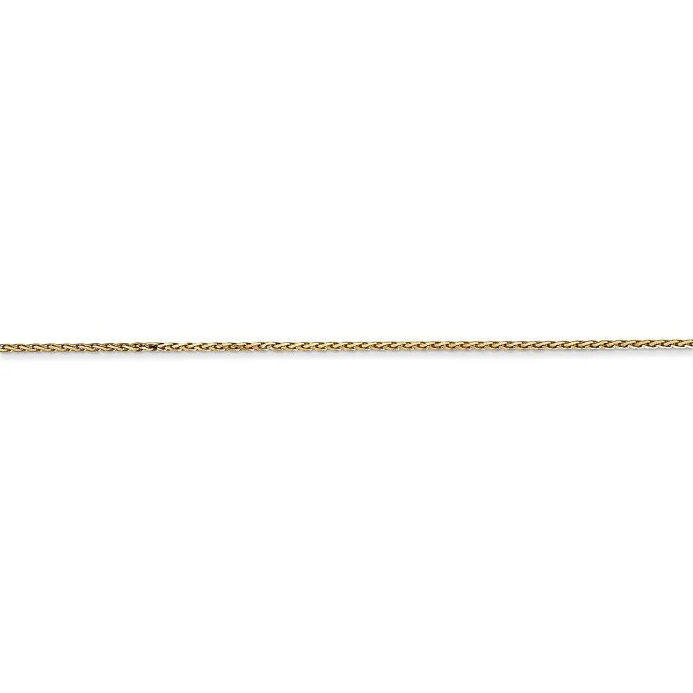 0.8mm, 14 Karat Yellow Gold, Diamond-Cut, Round Wheat Chain - 6 inch