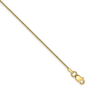 0.8mm, 14 Karat Yellow Gold, Diamond-Cut, Round Wheat Chain - 6 inch