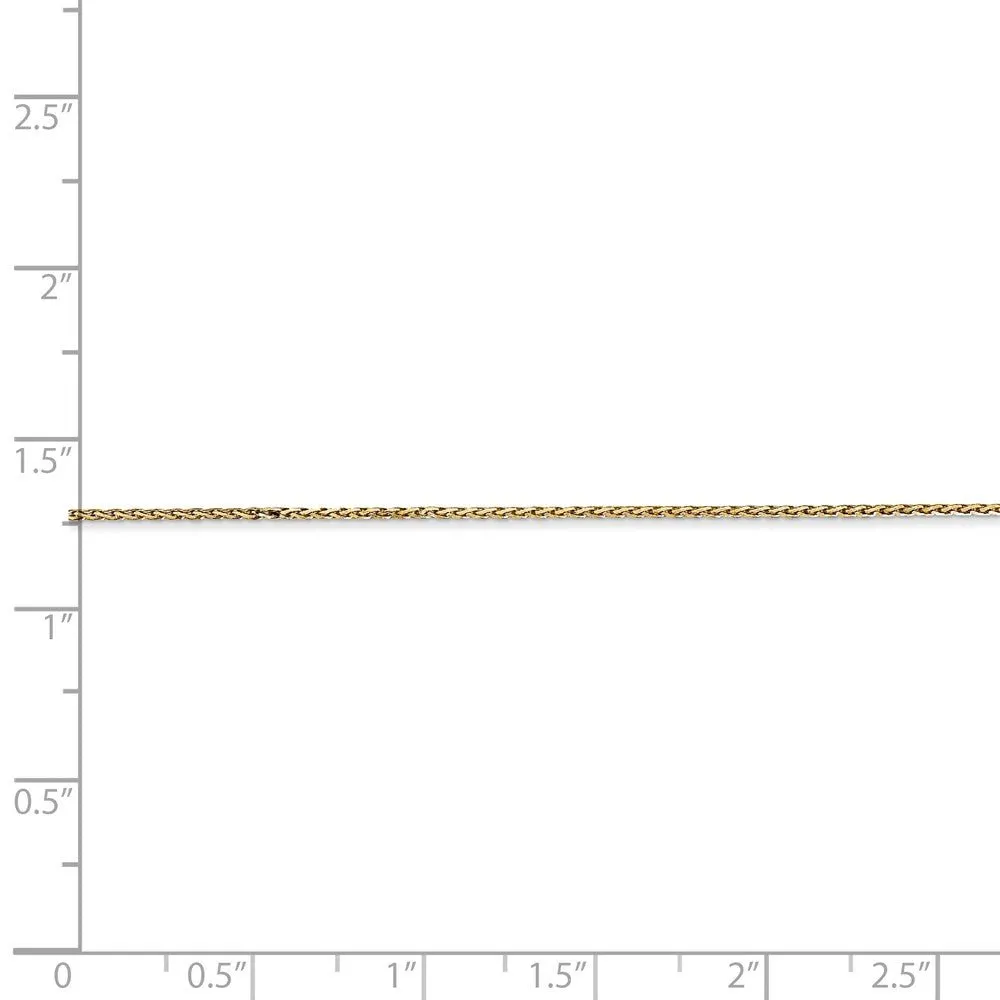 0.8mm, 14 Karat Yellow Gold, Diamond-Cut, Round Wheat Chain - 6 inch