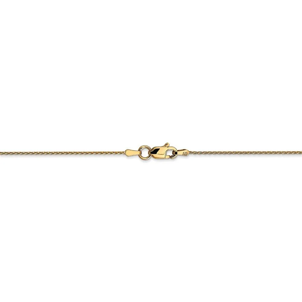 0.8mm, 14 Karat Yellow Gold, Diamond-Cut, Round Wheat Chain - 6 inch