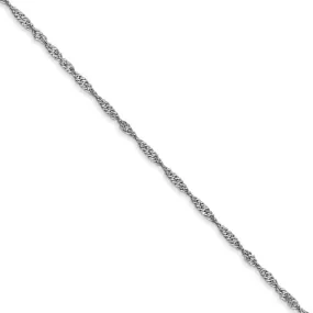 1.3mm 10k White Gold Polished Singapore Chain Necklace