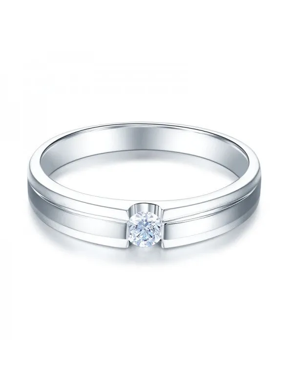 14K White Gold Wedding Band Women Ring Natural Diamond