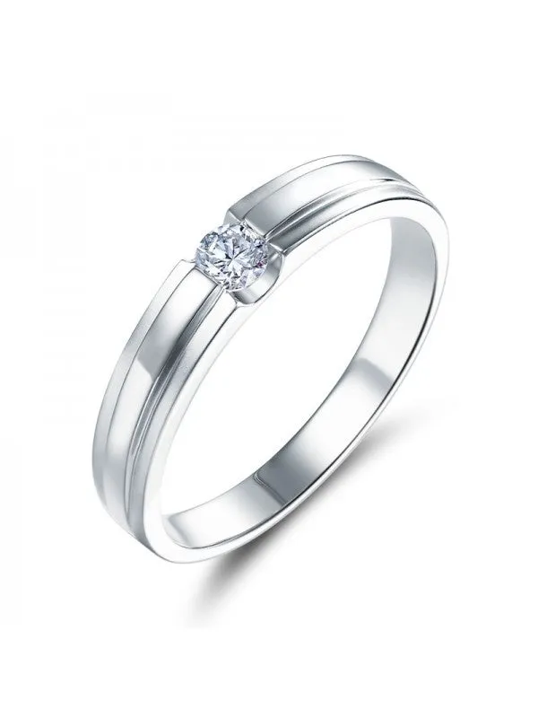 14K White Gold Wedding Band Women Ring Natural Diamond