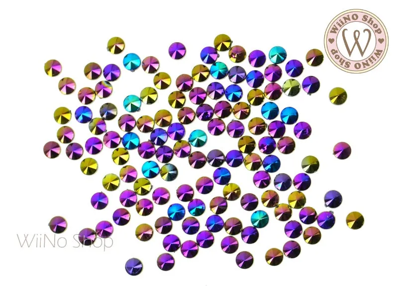 4mm Metallic Chrome Round Point Top Acrylic Rhinestone - 50 pcs