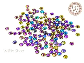 4mm Metallic Chrome Round Point Top Acrylic Rhinestone - 50 pcs