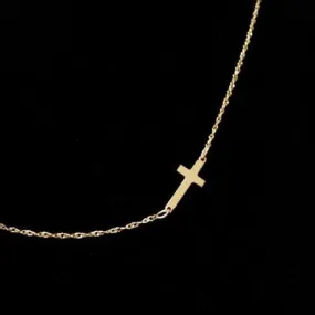 5/8 Inch Gold Side Cross Necklace-Cheryl Burke