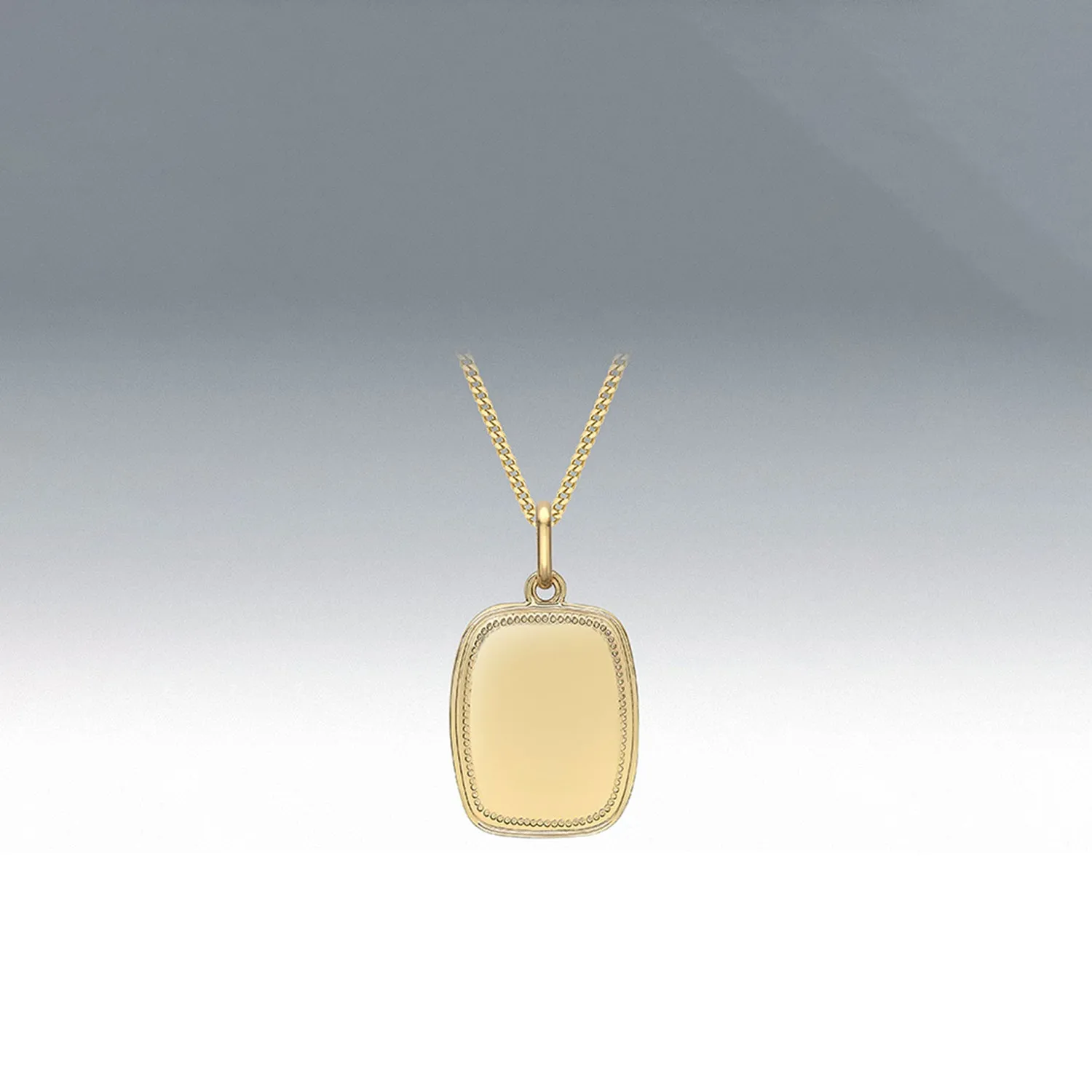 9 Carat Gold Edge Tag Pendant Necklace, Gold