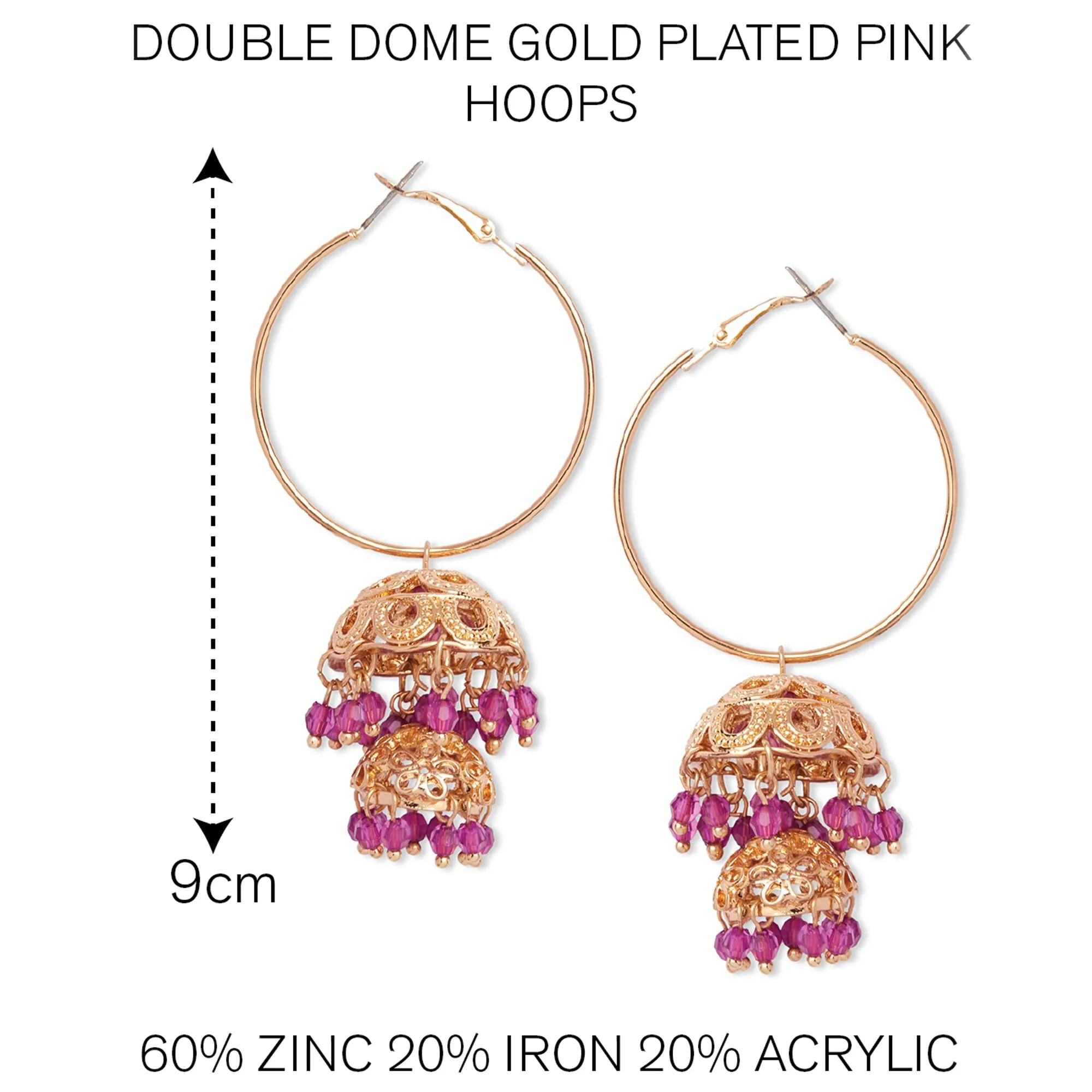 Accessorize London Double Dome Golden Pink Hoops