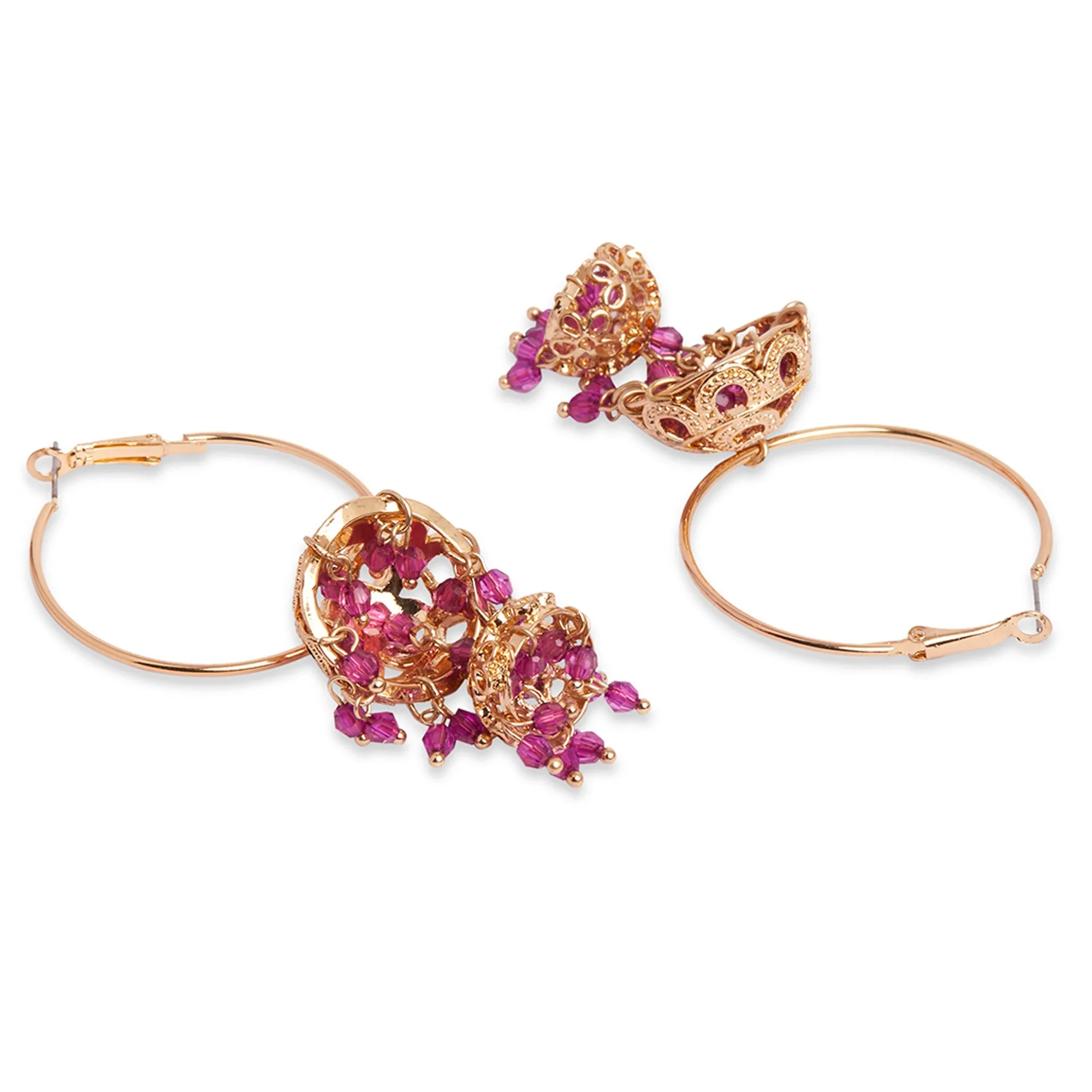 Accessorize London Double Dome Golden Pink Hoops