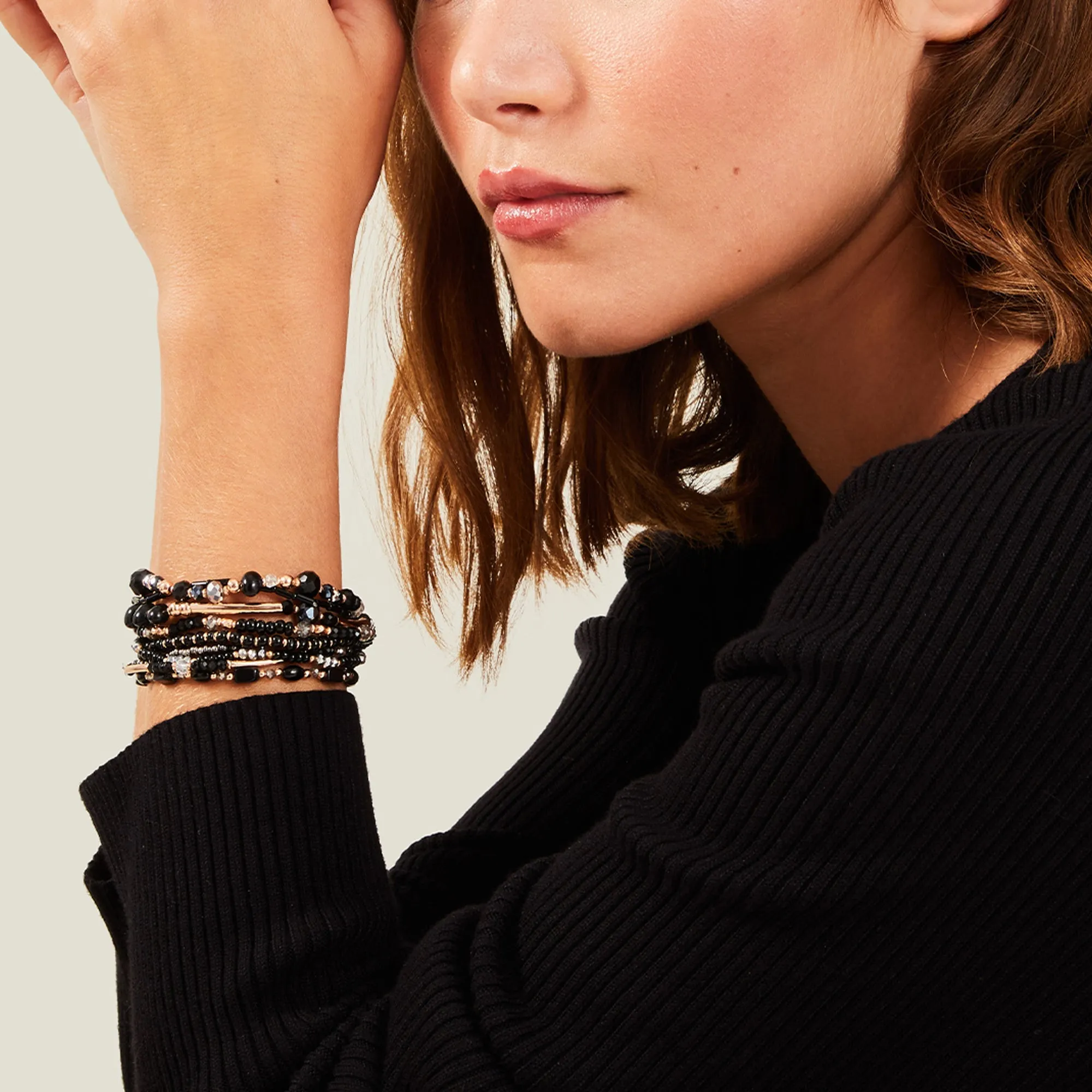 Accessorize London  Women's Black Stretch Bracelet Pack