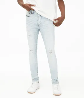 Aeropostale Mens' Ultra Skinny Stacked Premium Air Jean - Blue - Size 40X30 - Cotton - Teen Fashion & Clothing Light Wash