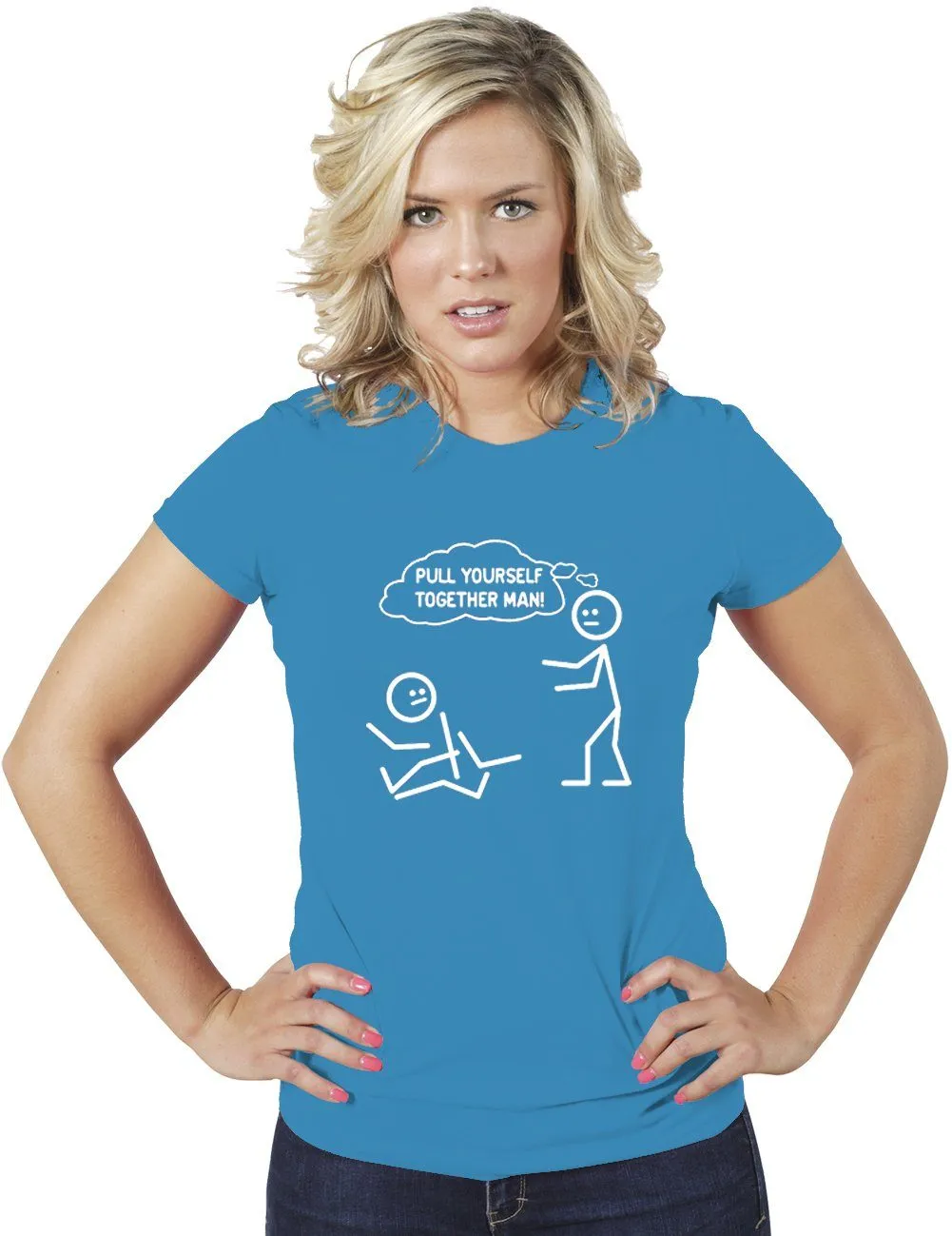 AFONiE Pull Yourself Together Man! Funny Women Tee