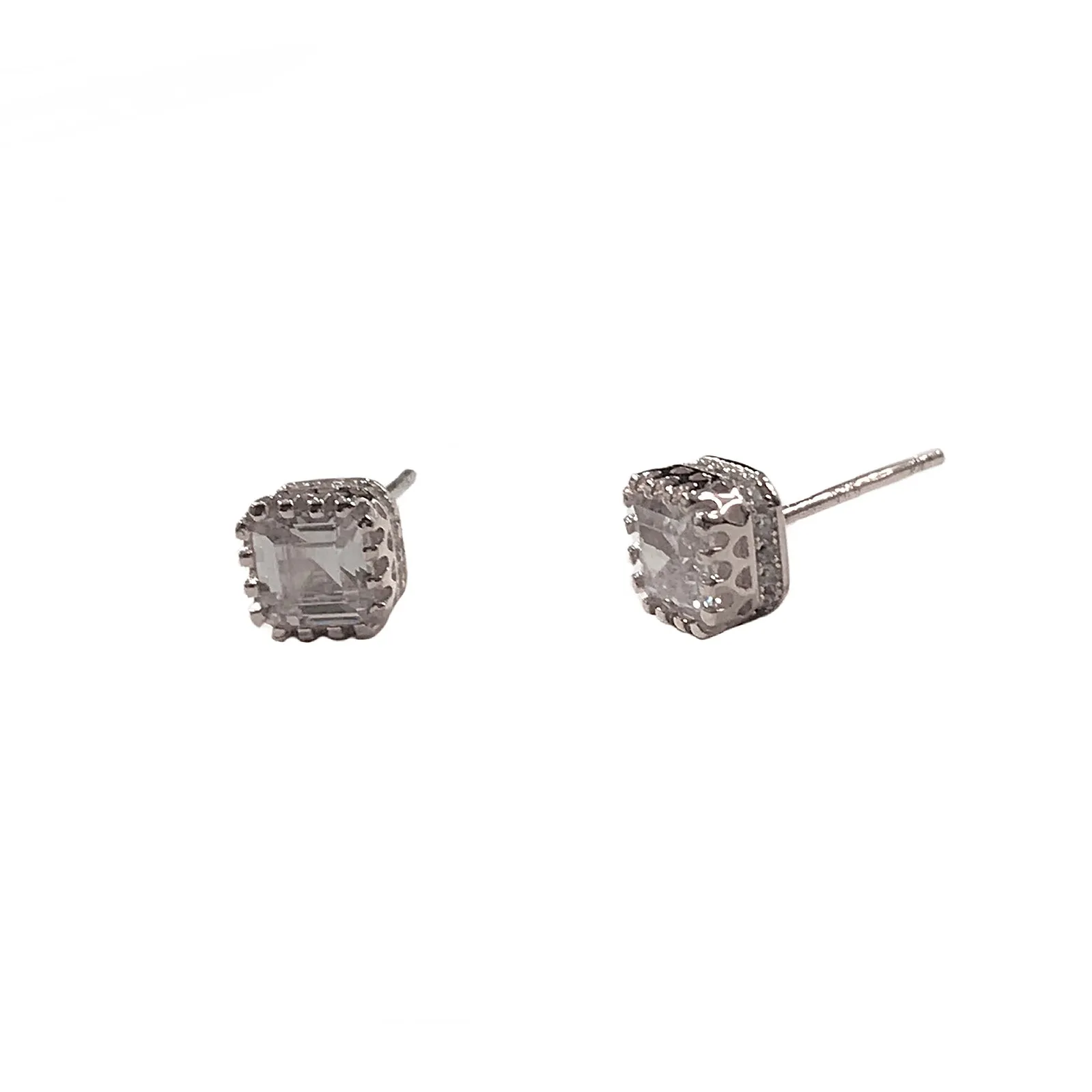 Amy Baguette Cubic Zirconia Pave Side Studs