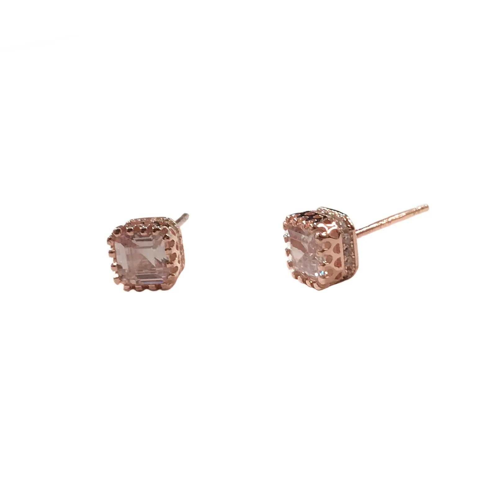 Amy Baguette Cubic Zirconia Pave Side Studs