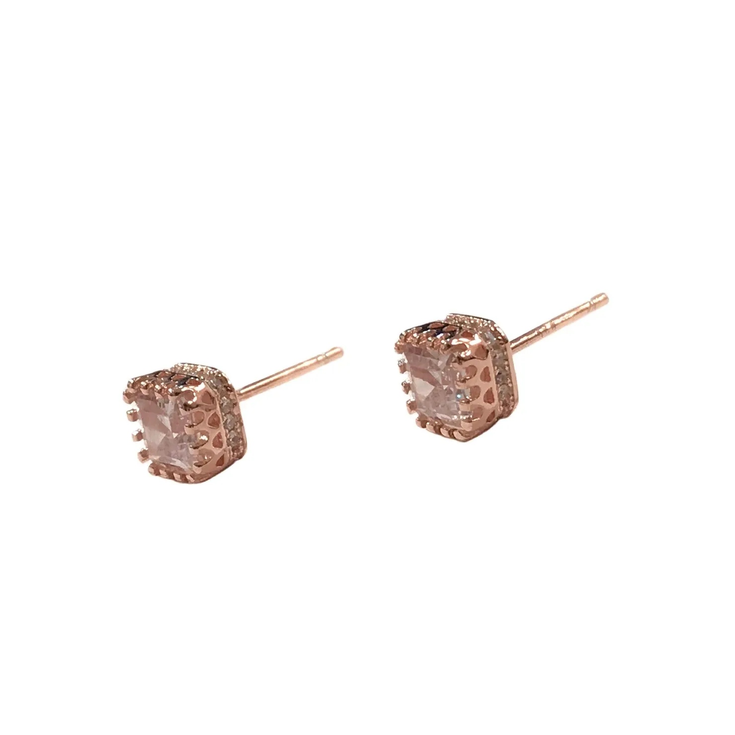 Amy Baguette Cubic Zirconia Pave Side Studs