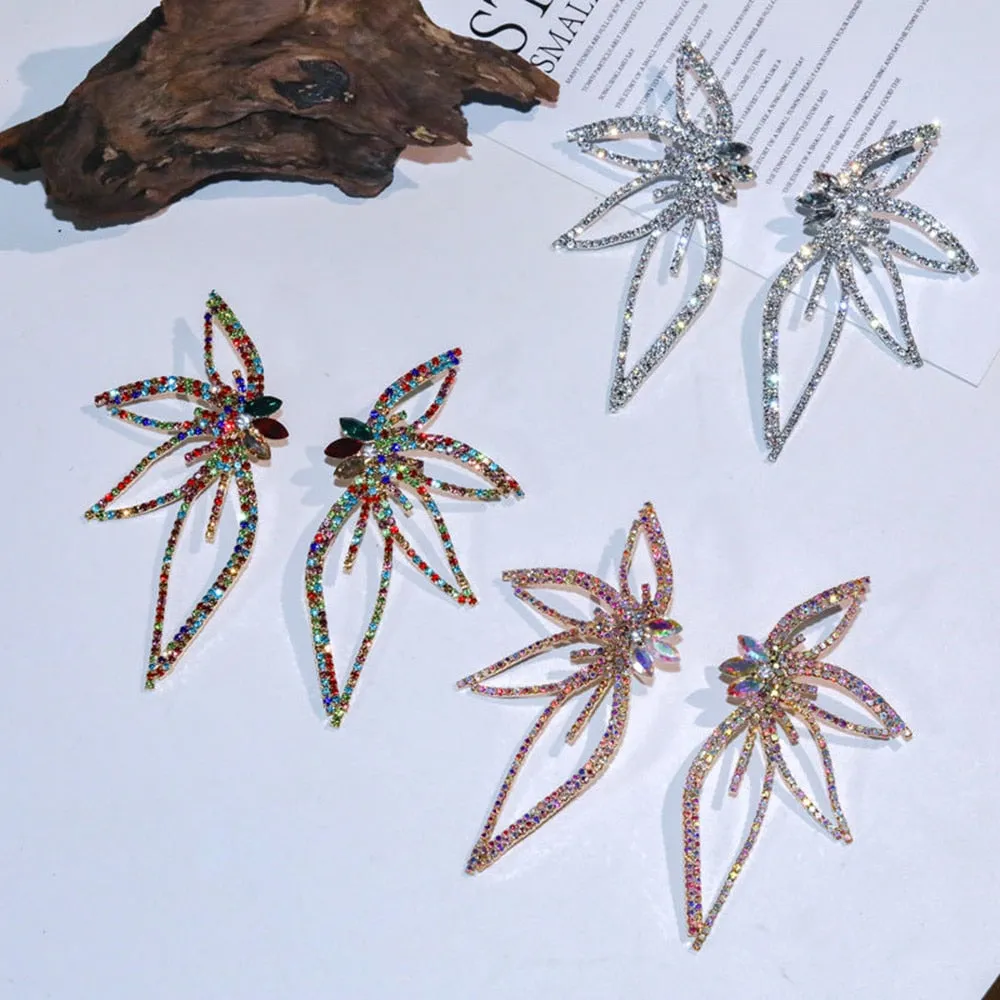 Années 50 Boucles D'oreilles Papillon Strass