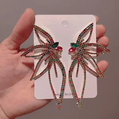 Années 50 Boucles D'oreilles Papillon Strass