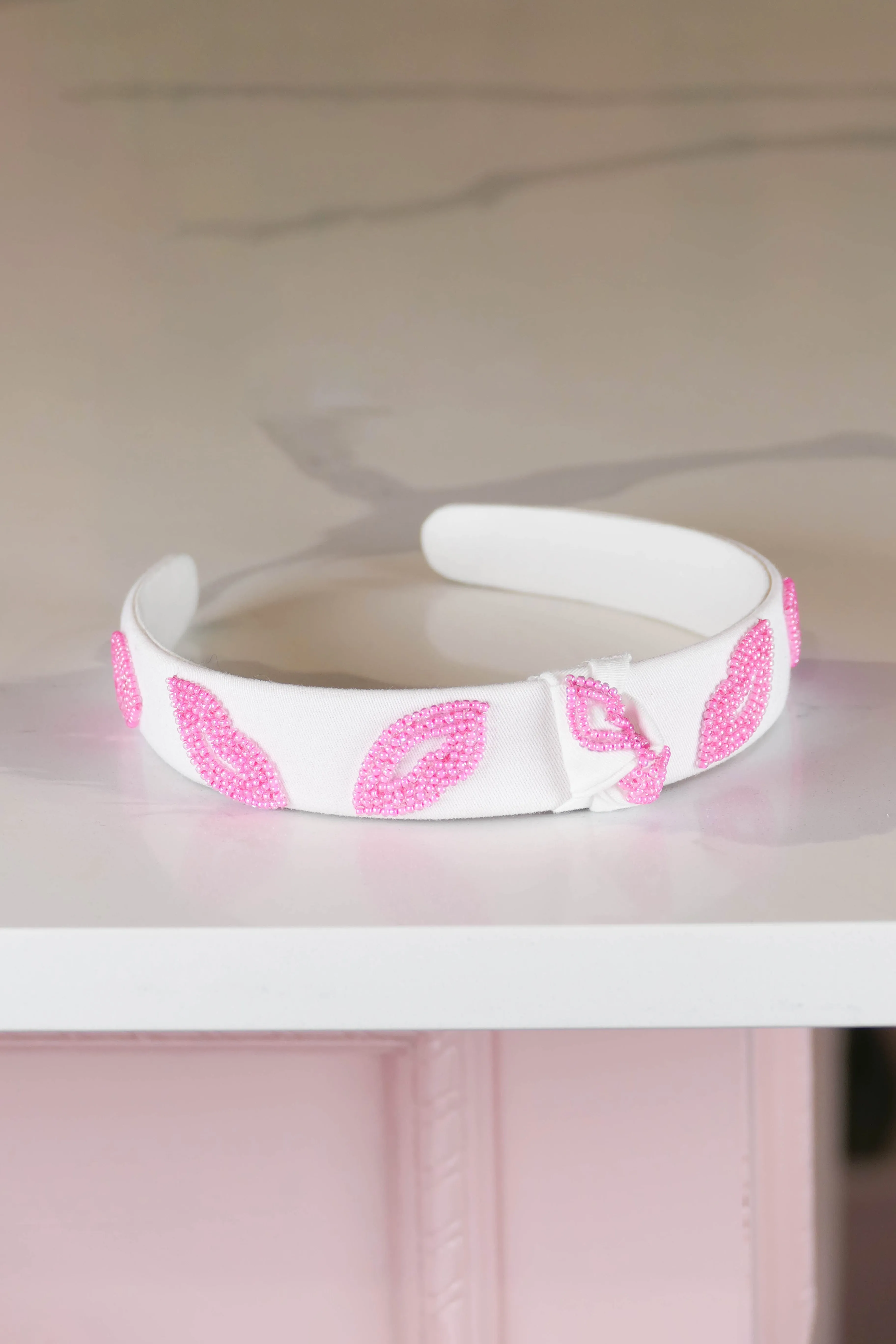 Beaded Headband - Pink Lips