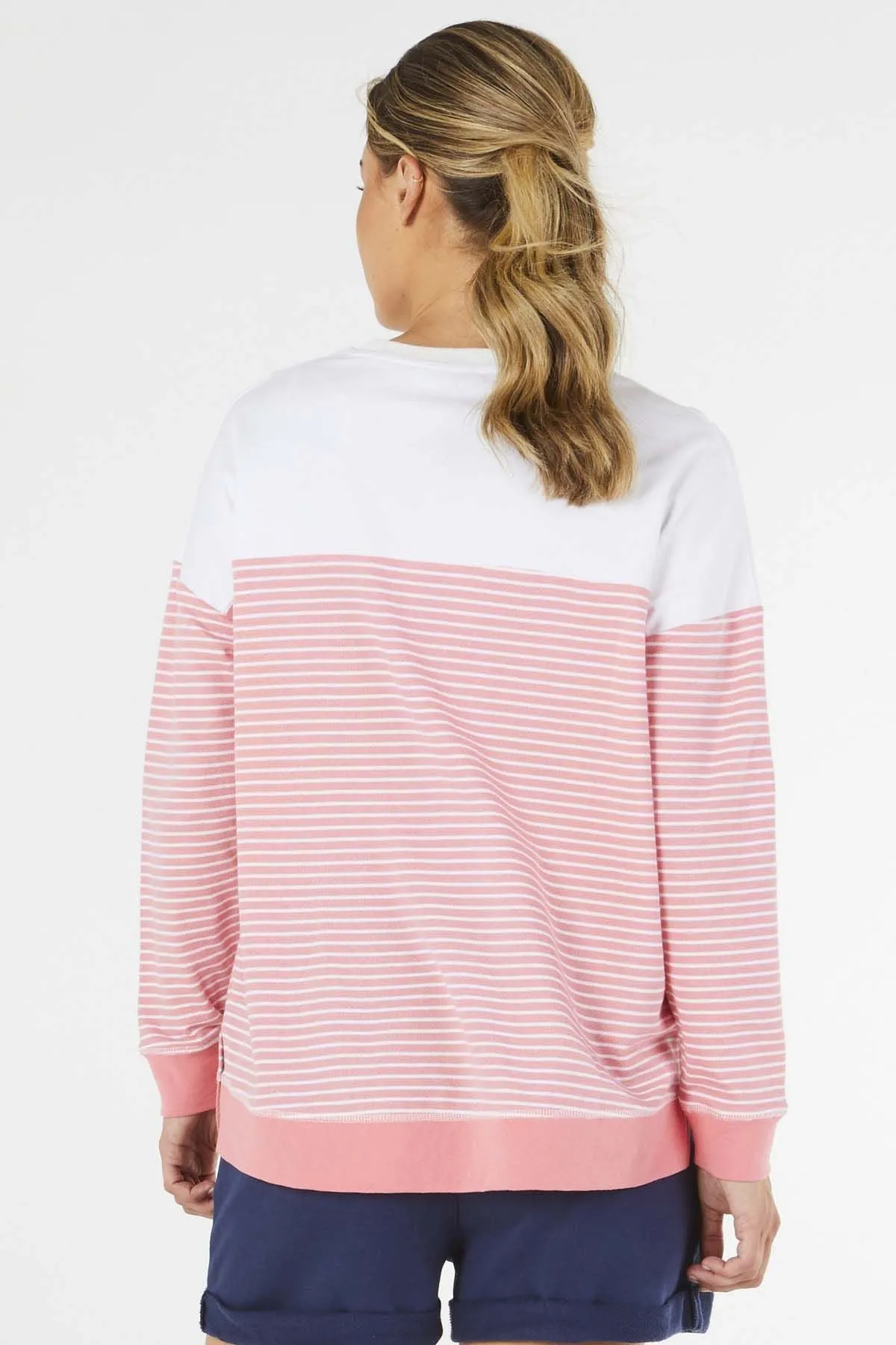 Betty Basics Sienna Sweater in Pink White Stripe