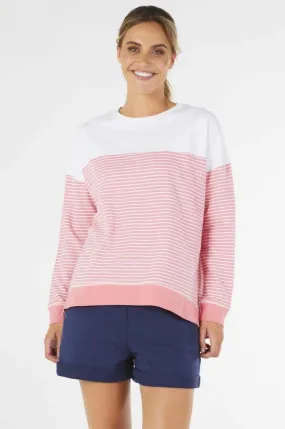 Betty Basics Sienna Sweater in Pink White Stripe