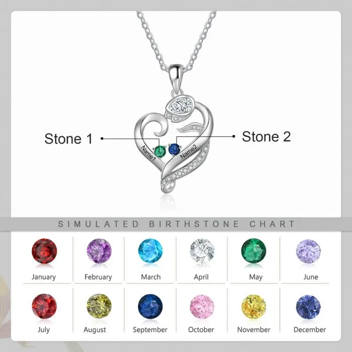 Birthstone Heart Necklace- Valentine's Day Gifts For Her