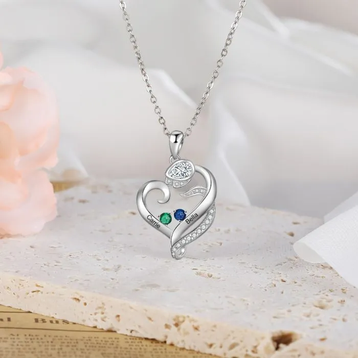 Birthstone Heart Necklace- Valentine's Day Gifts For Her