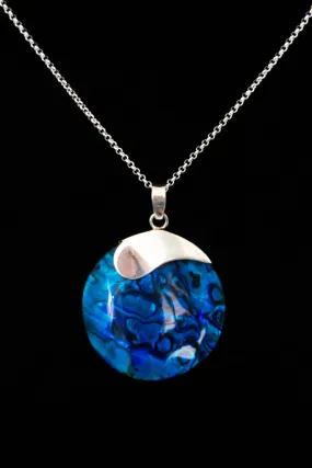 Blue Round Shell Necklace - 003