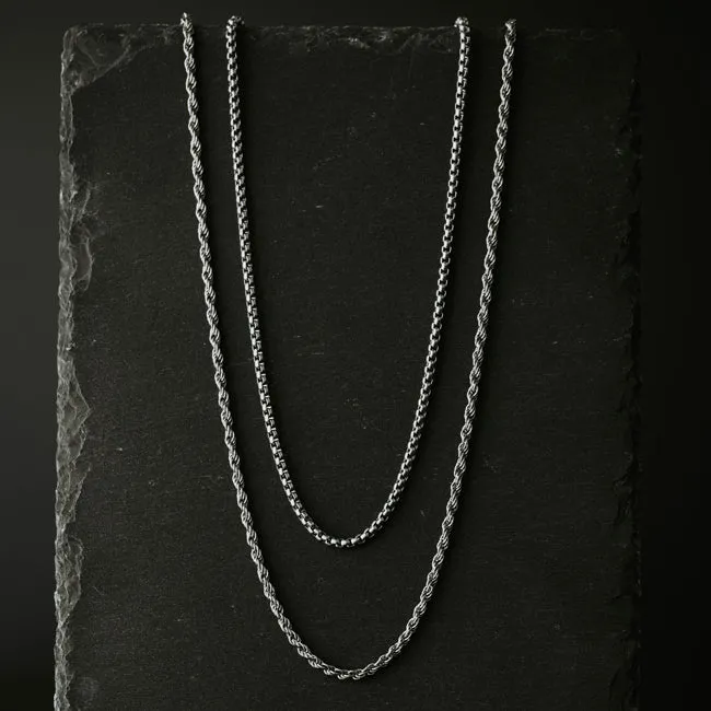 Boxed Chain Necklace Silver Adjustable 50-60cm/20-24'