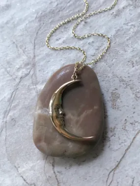 Bronze Crescent Moon Necklace