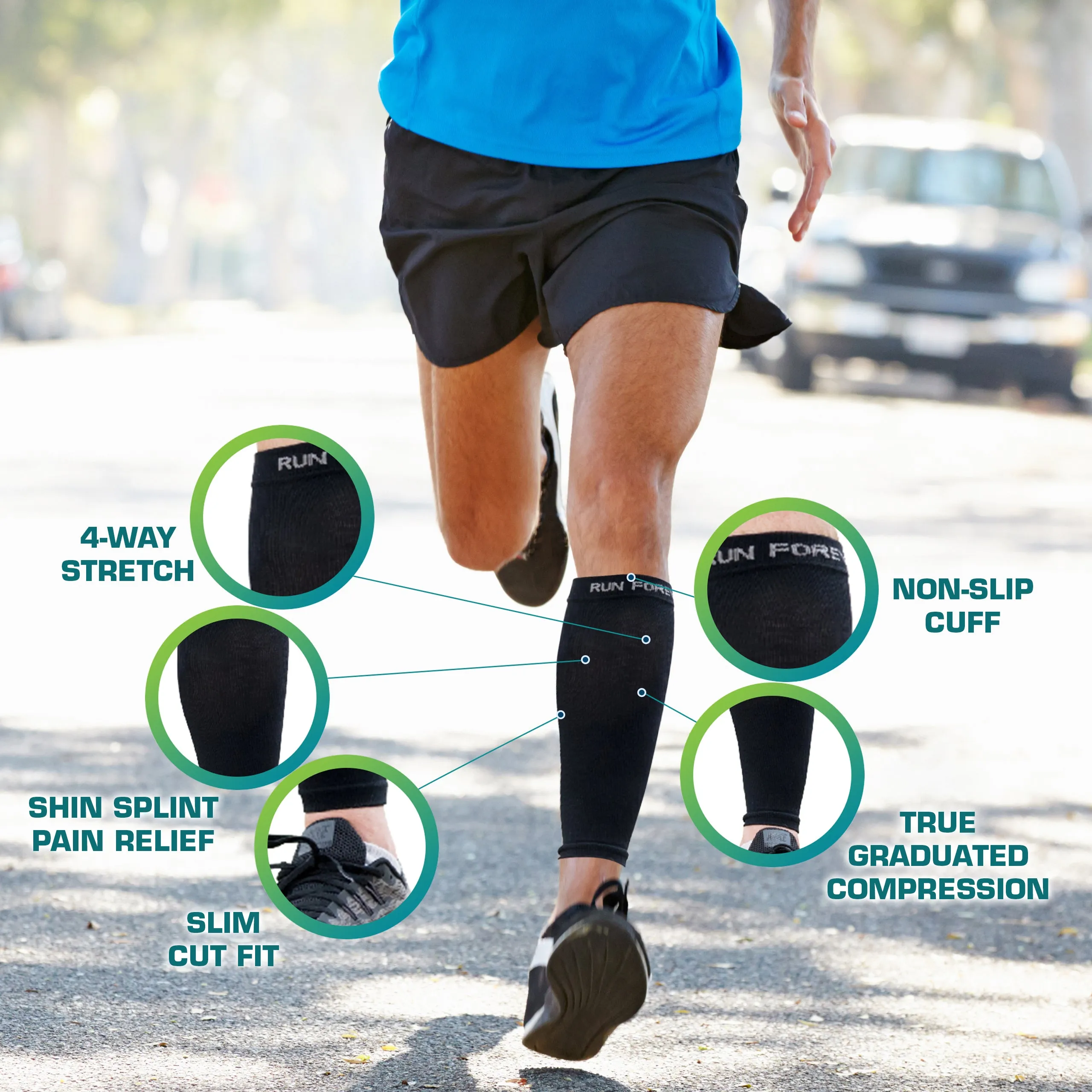 Calf Compression Sleeves (Pair) - 20-30mmHg