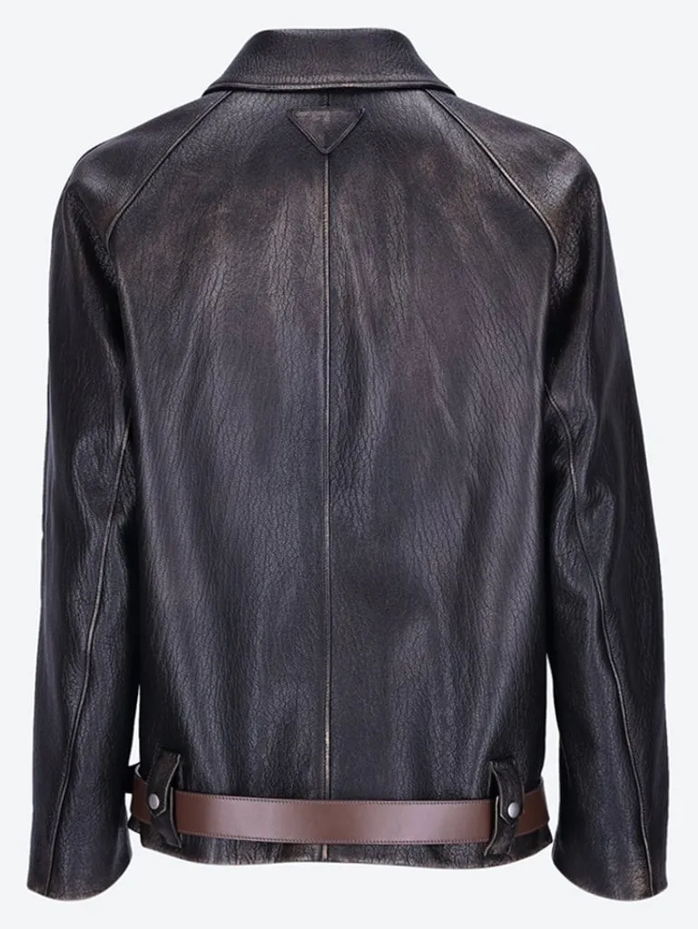 Capra leather belt jacket