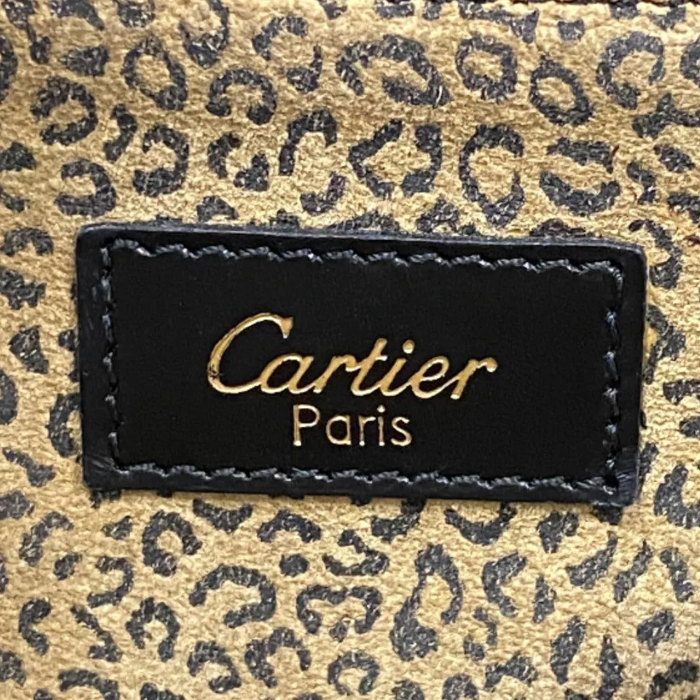 CARTIER Tote Bag leather black PANTHERE Women Used Authentic