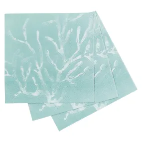 Cerulean Sea Coral Paper Cocktail Napkins -Pack of 20