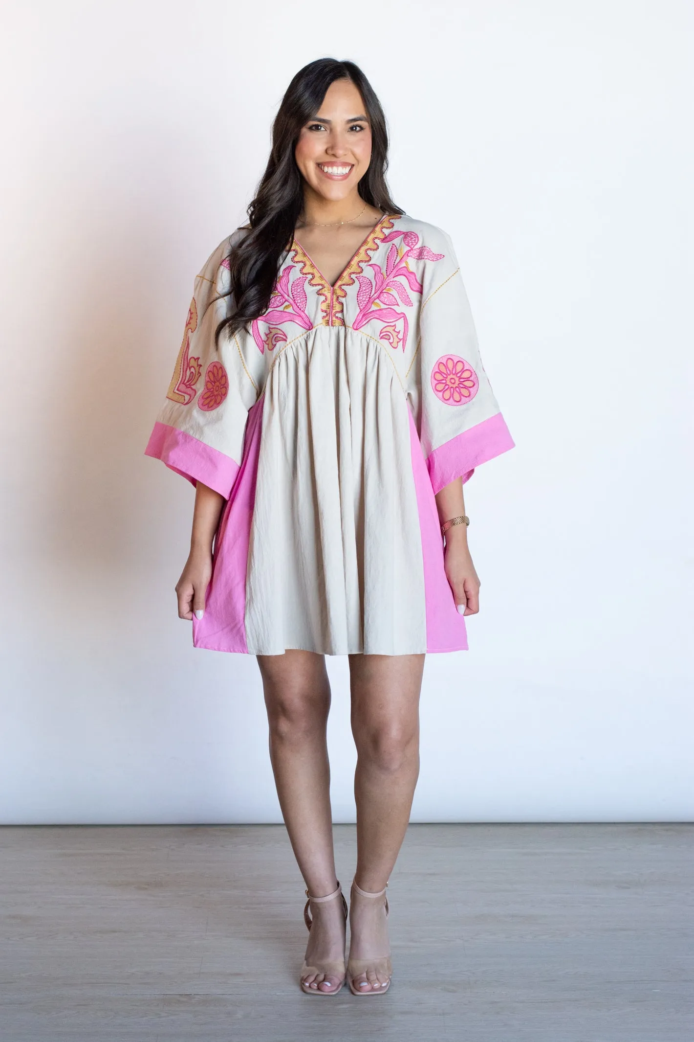 Charming Presence Pink Embroidered Dress