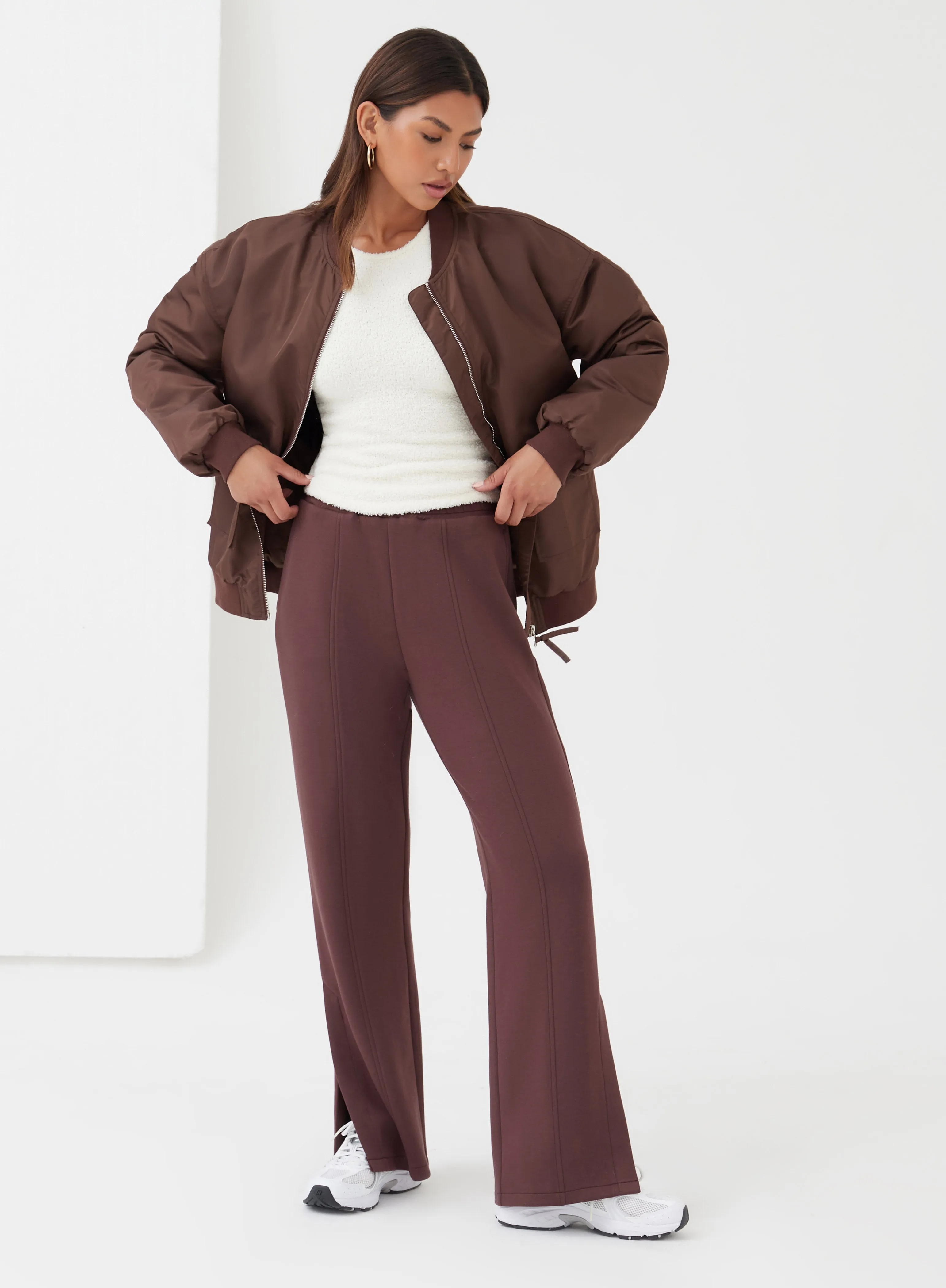 Chocolate Brown Split Straight Leg Jogger - Koen