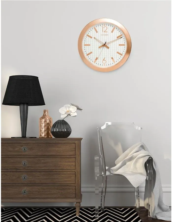 Citizen Gallery Circular Wall Clock -Rose Gold - Patterned Dial