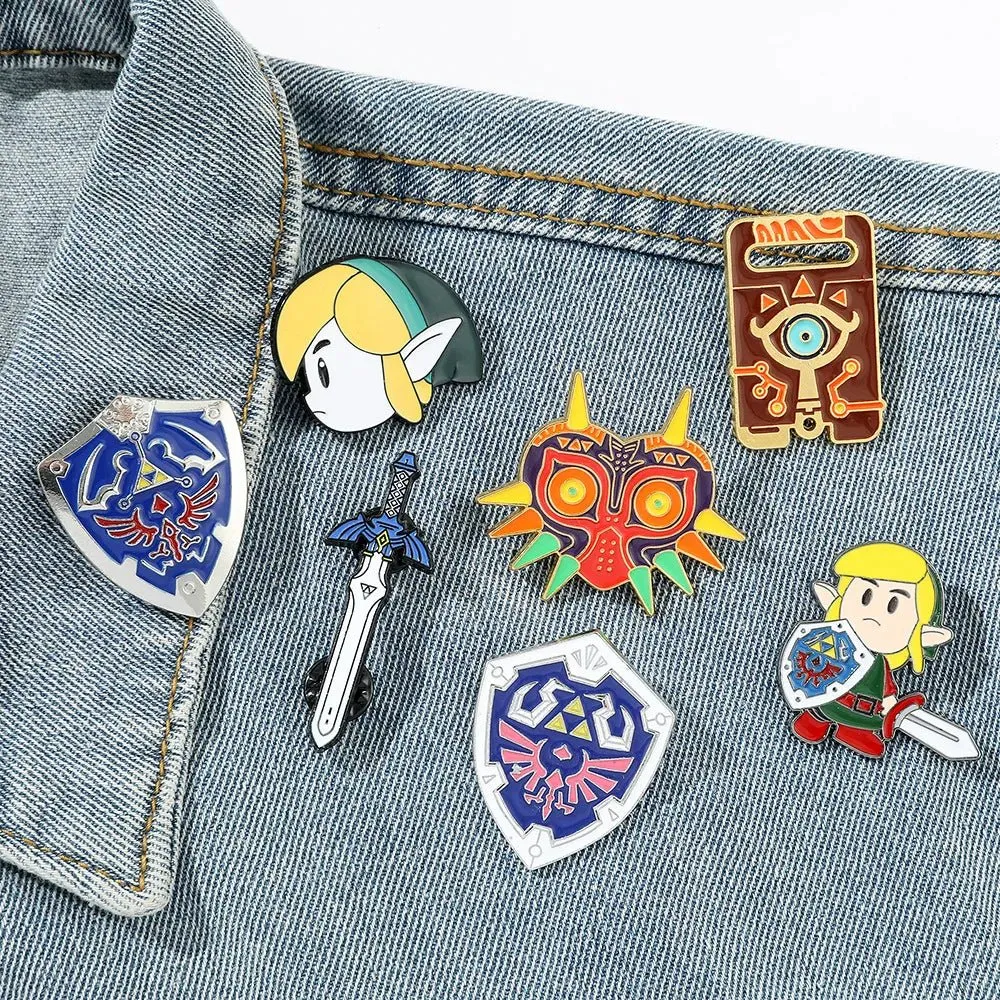 Classic Zelda Enamel Brooch Link Sword Lynel Shield Lapel Badge Pins