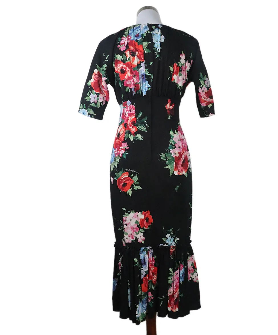 Dolce & Gabbana Black & Multi Floral Dress sz 4