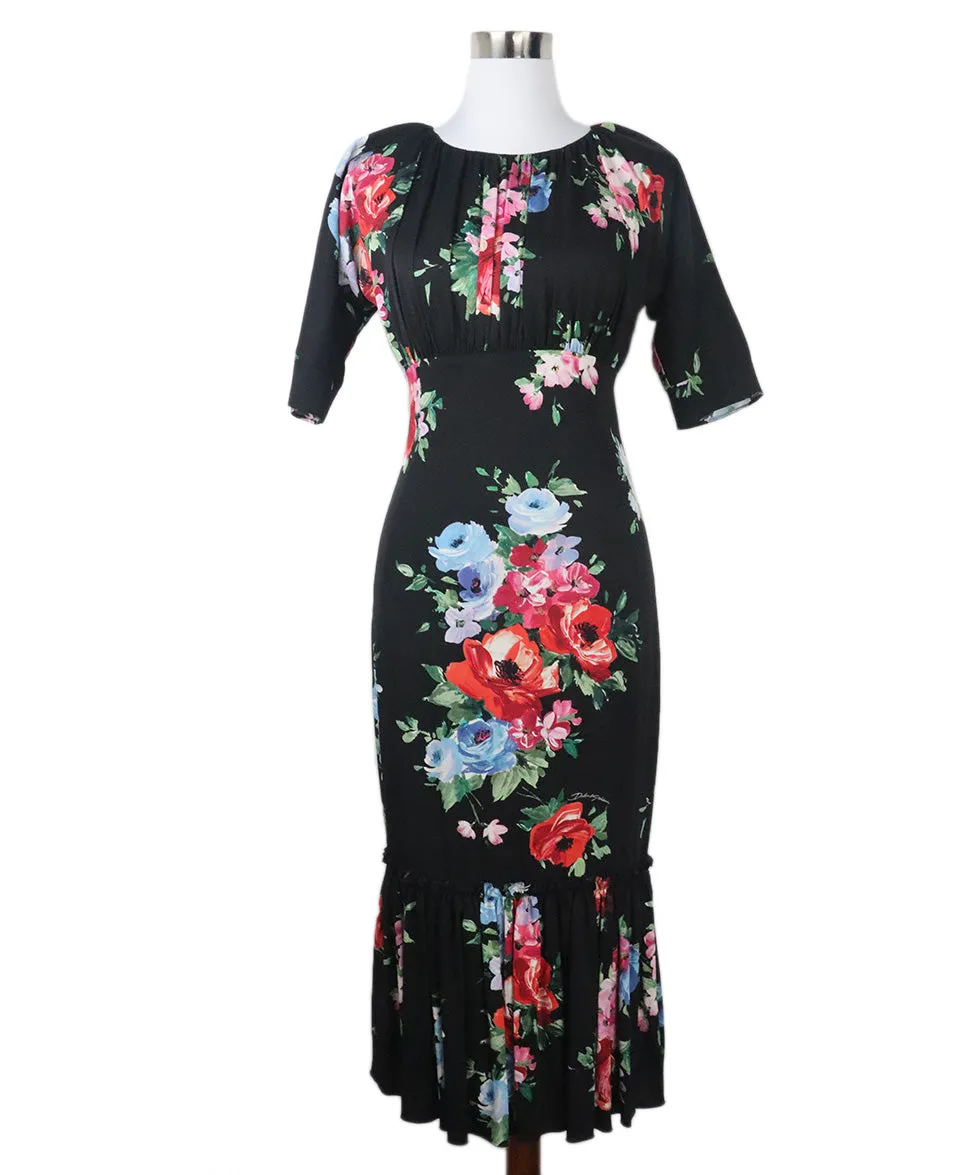 Dolce & Gabbana Black & Multi Floral Dress sz 4