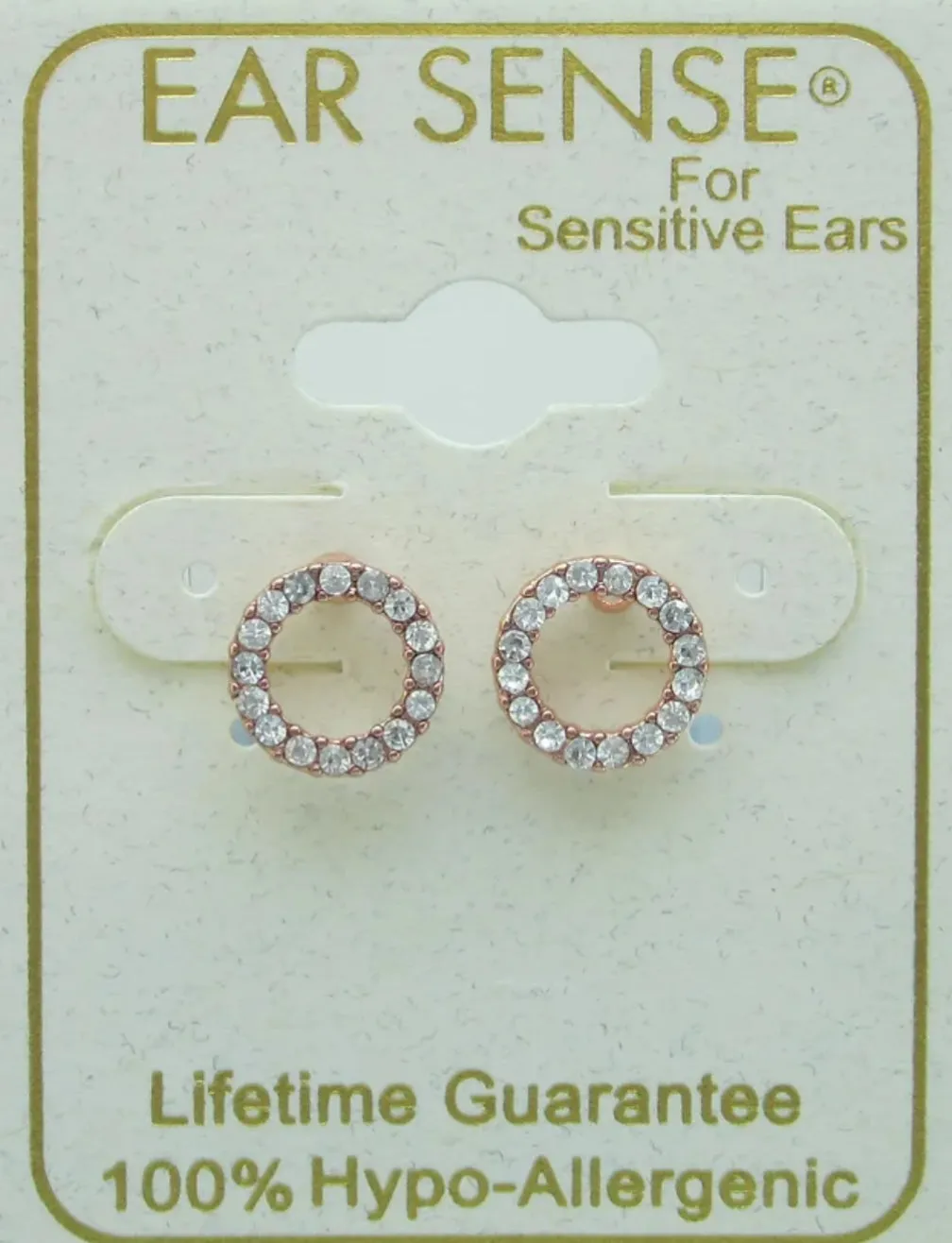 Ear Sense Earring CH263 Small Rose Gold Crystal Circle Stud Earrings