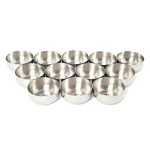 Embassy Royal Vati / Curry Bowl, Size 2, 125 ml, 7.4 cms (Pack of 12, Stainless Steel)