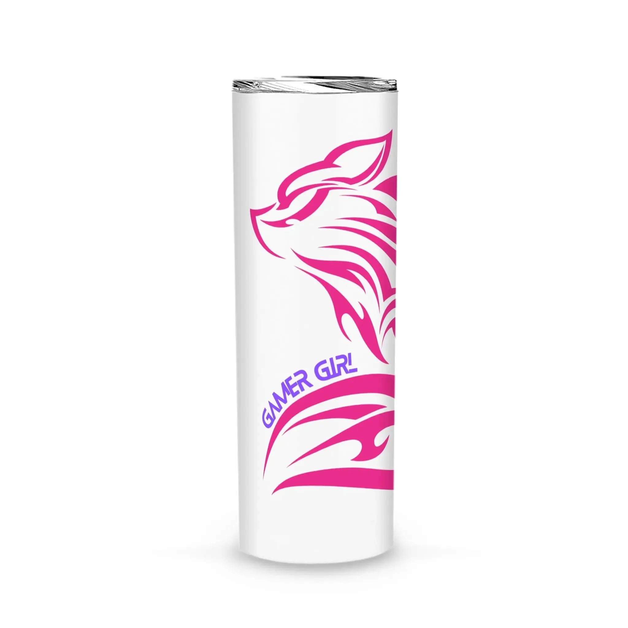 Gamer Girl Pink Fox- Custom Skinny Tumbler