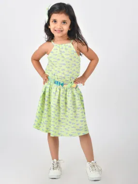 Girls Mint Printed Dress