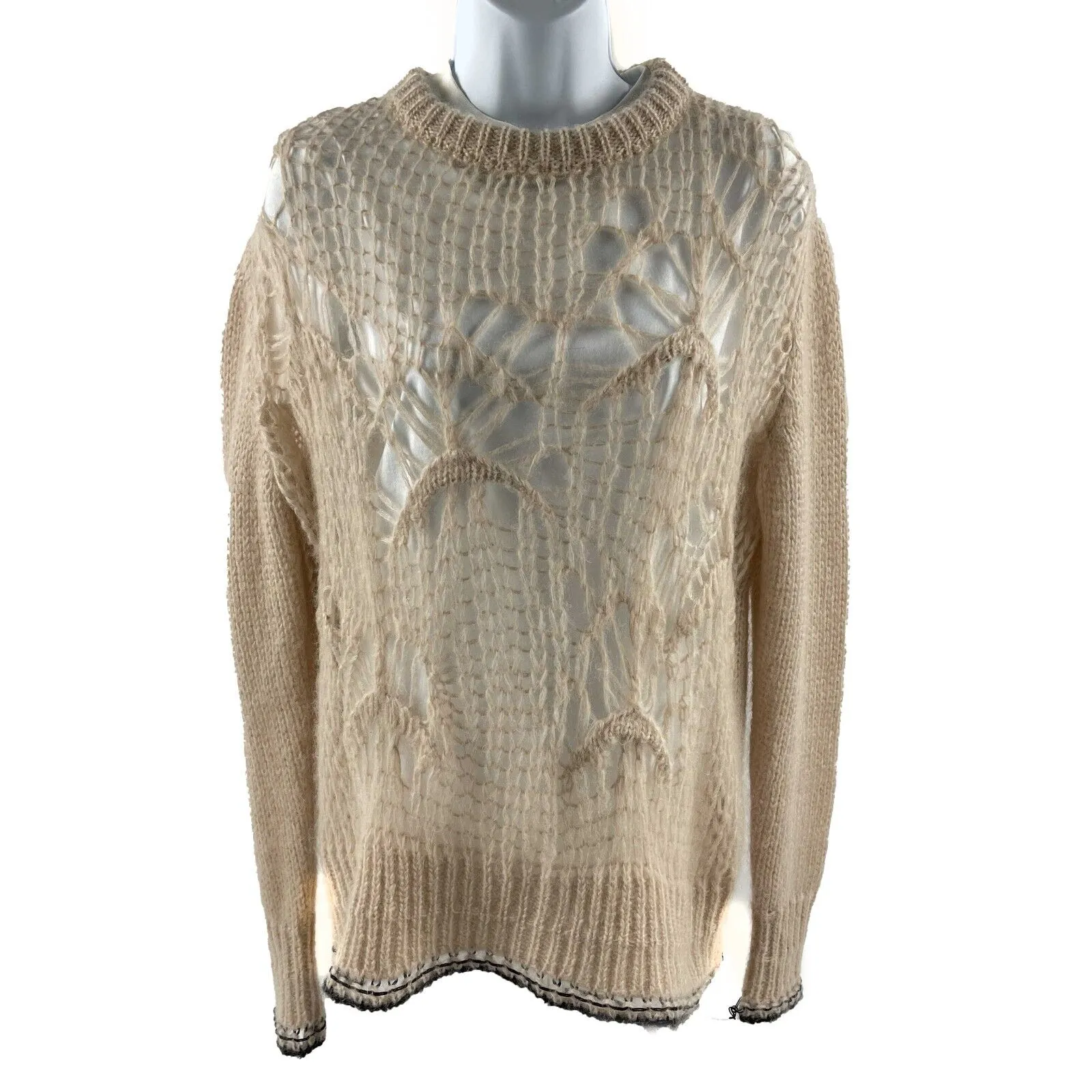 Givenchy - Excellent - Wool Blend Knit Cut-Out Sweater - Pale Pink - XS - Top