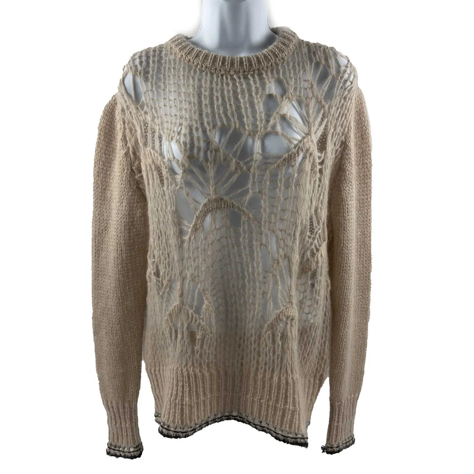 Givenchy - Excellent - Wool Blend Knit Cut-Out Sweater - Pale Pink - XS - Top