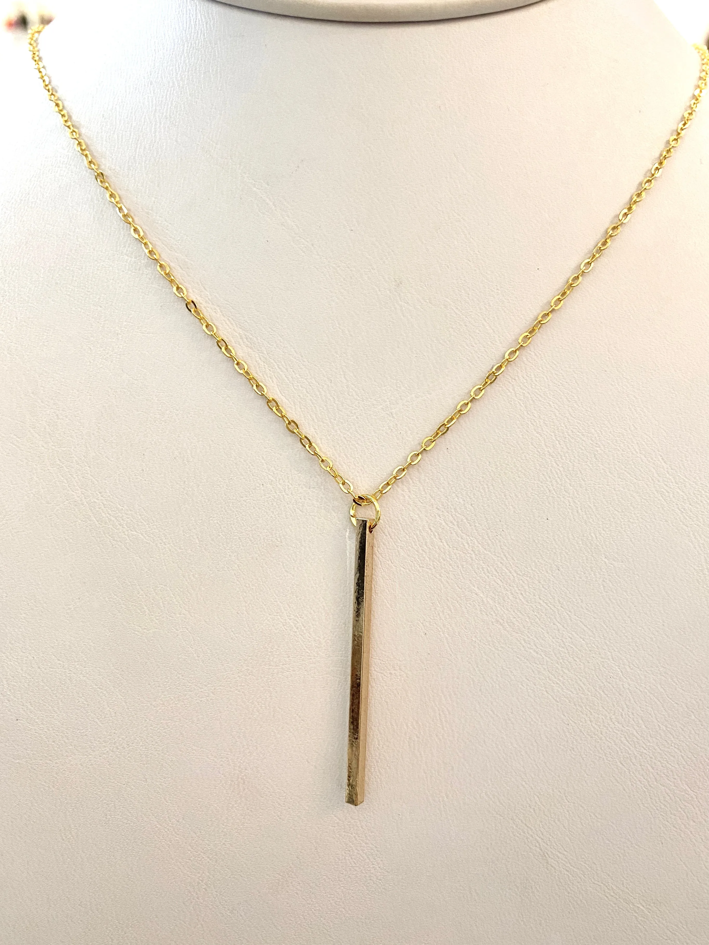 Gold Bar Charm Necklace