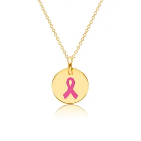 Gold Engravable Breast Cancer Ribbon Necklace