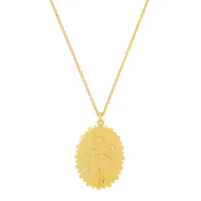 Gold Flower Coin Pendant Necklace