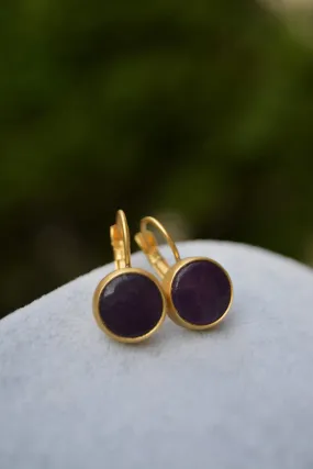 Gold Plated Black Jade Women's Earrings