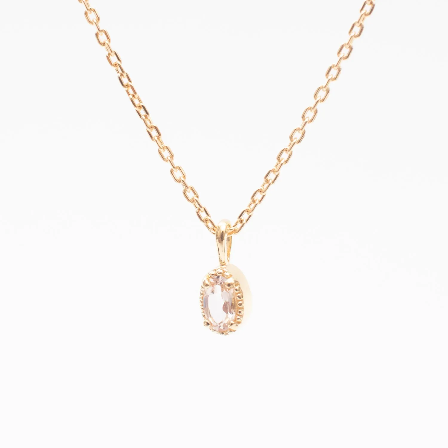 Gold Vermeil Oval Milgrain Edge Morganite Necklace